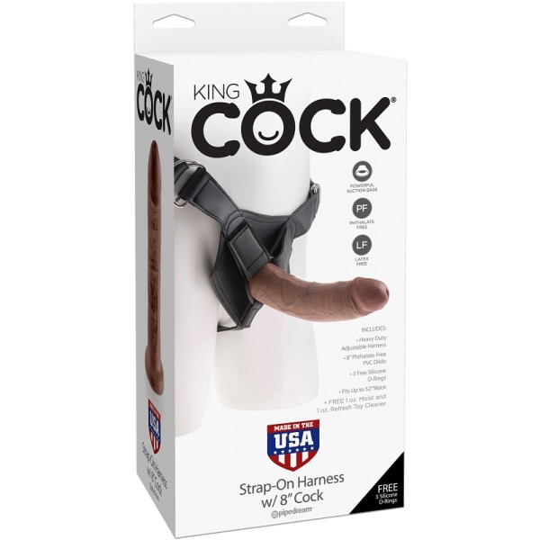 Pipedream: King Cock, Strap-on Harness with 8 Inch Cock Mörk hudfärg