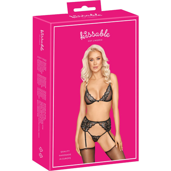 Kissable: 3-delat Set Underkläder, svart Svart S/M