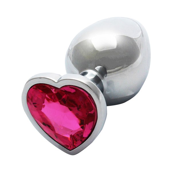 Ouch!: Heart Gem Metal Butt Plug, medium Rosa, Silver
