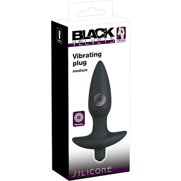 Black Velvets: Vibrating Plug Svart Medium