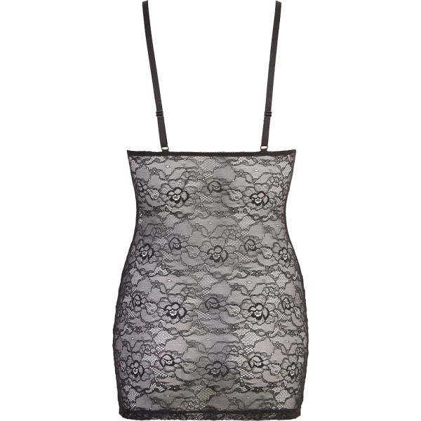 Cottelli Lingerie: Mini-dress in lace with zipper, XL Svart XL
