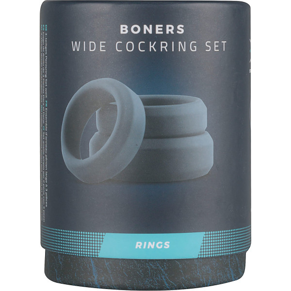 Boners: Wide Cockring Set Grå 3 ringar