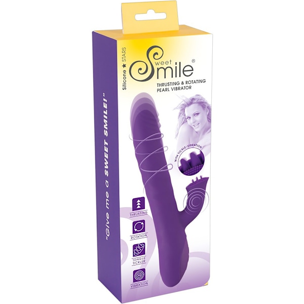 Sweet Smile: Thrusting & Rotating Pearl Vibrator Lila