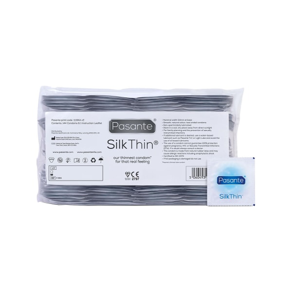 Pasante Silk Thin: Kondomer, 144-pack Transparent
