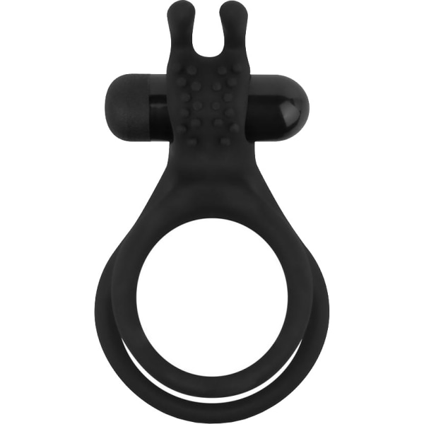 EasyToys: Share Ring, Double Vibrating Cock Ring with Rabbit ... Svart