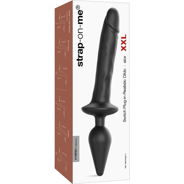 Strap-On-Me: Switch Plug-In Realistic Dildo, XXL Svart