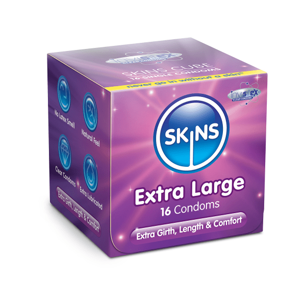 Skins Extra Large: Cube, 16-pack Transparent
