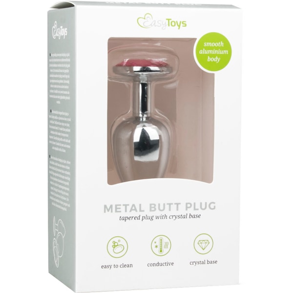EasyToys: Metal Butt Plug No. 1 with Crystal Rosa, Silver