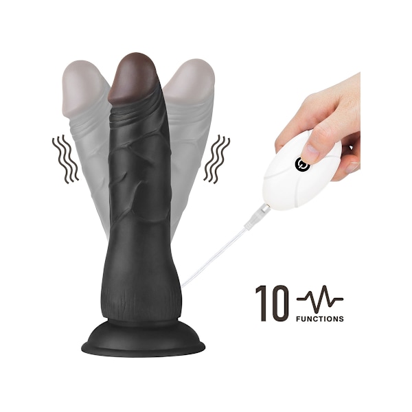 LoveToy: Vibrating Easy StrapOn Set, 19 cm Mörk hudfärg, Svart
