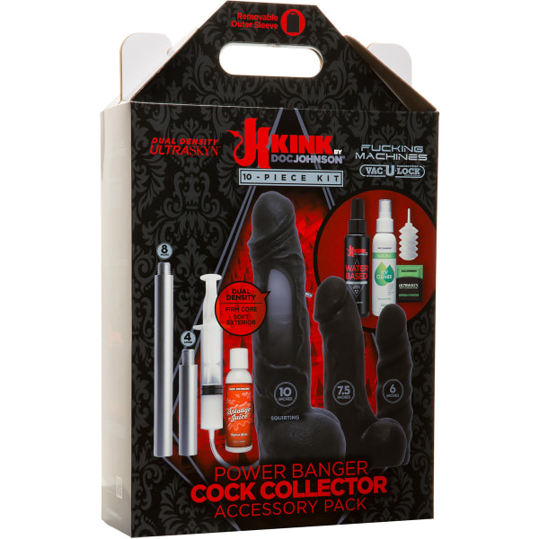 Kink by Doc Johnson: Power Banger Cock Collector Accessory Pack Silver, Svart