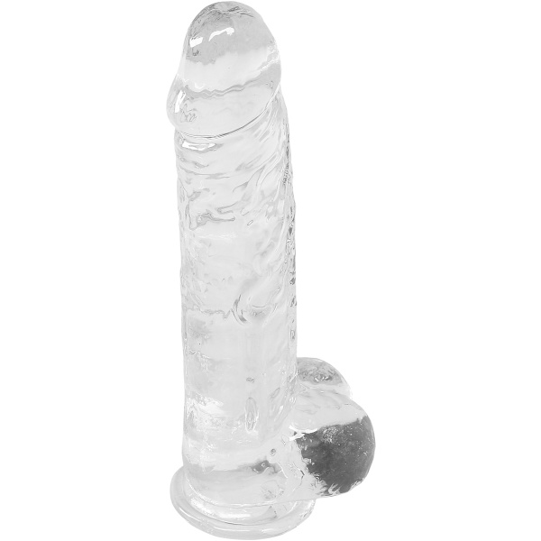 RealRock: Crystal Clear Realistic Dildo, Transparent 22 cm