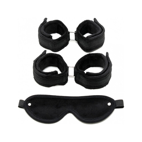 Rimba: Soft Bondage Set, Cuffs & Blindfold Svart