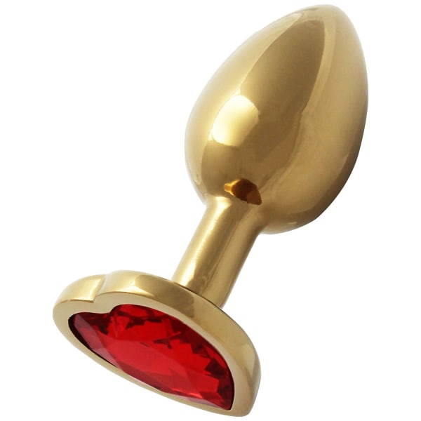 Ouch!: Heart Gem Metal Butt Plug, small Guld, Röd