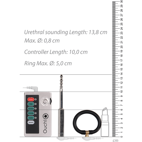 Ouch! Electro: E-Stim Urethral Sounding Set, 8 mm Silver