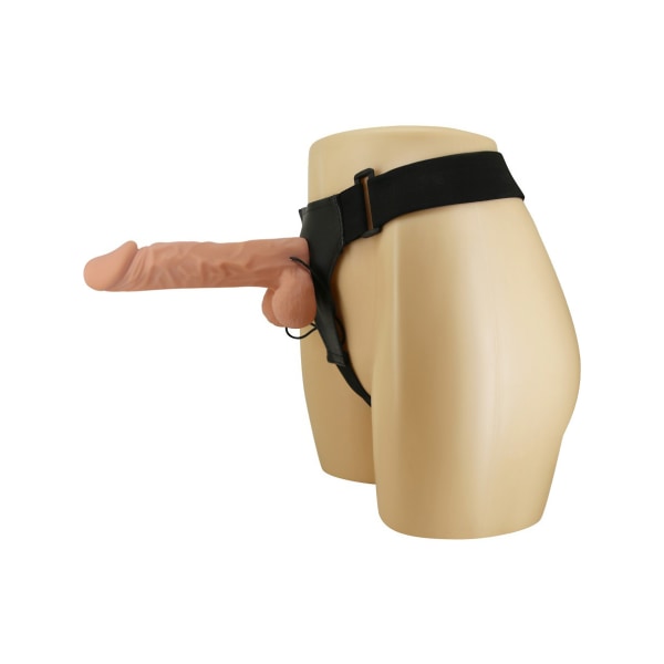 Debra: Ultra Harness with Multi-Speed Strap-On, 24 cm Ljus hudfärg, Svart