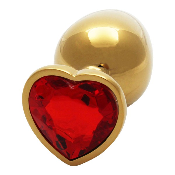 Ouch!: Heart Gem Metal Butt Plug, medium Guld, Röd