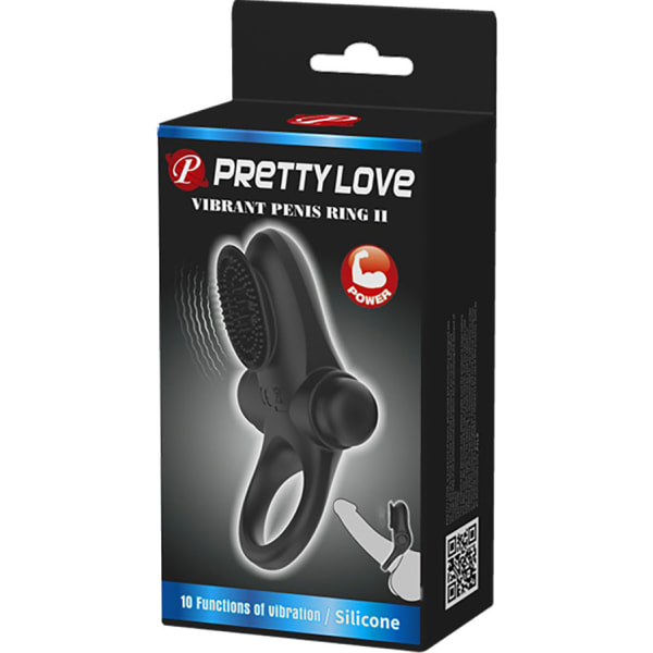 Pretty Love: Vibrant Penis Ring 2, black Svart