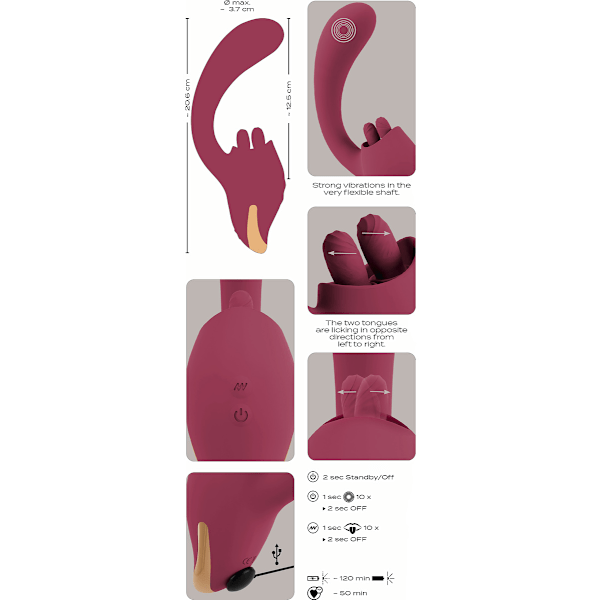 Javida: 2 Function Vibrator, Vibration & Licking Lila