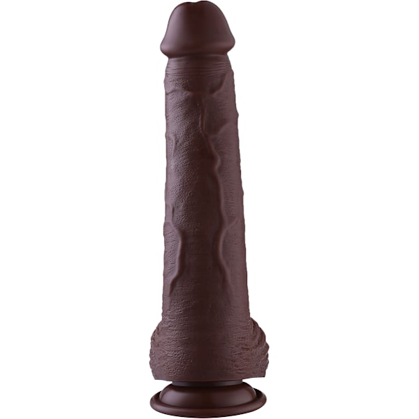 Hismith: KlicLok PVC Dildo, 32 cm, mörk Mörk hudfärg