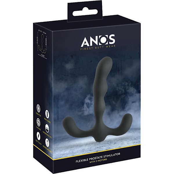 Anos: Flexible Prostate Stimulator with 3 motors Svart