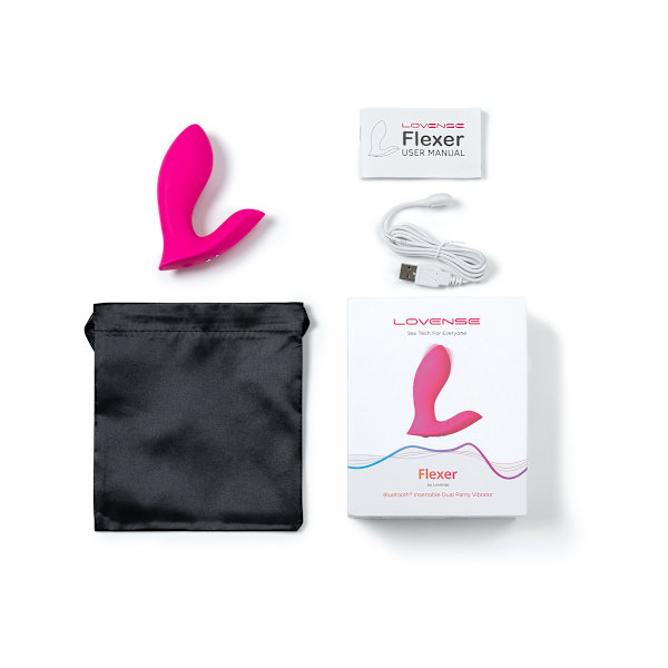 Lovense: Flexer, Bluetooth Insertable Dual Panty Vibrator Rosa