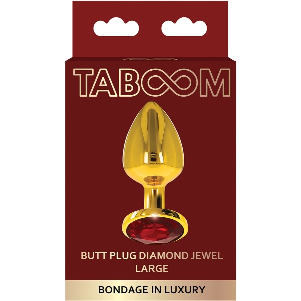 Taboom Luxury: Butt Plug Diamond Jewel Guld, Röd Large