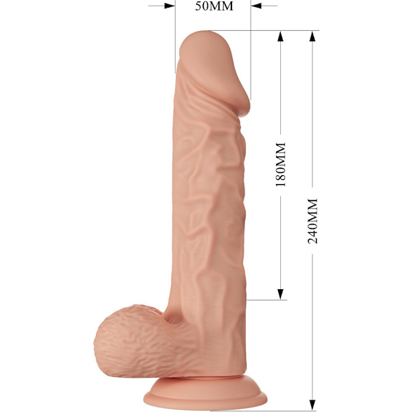 Beautiful Buraq: Glide & Slide-Skin Vibrating Dildo, 24 cm Ljus hudfärg