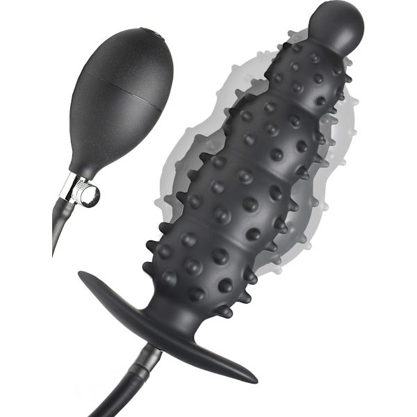 XR Master Series: Ass Puffer, Nubbed Inflatable Anal Plug Svart