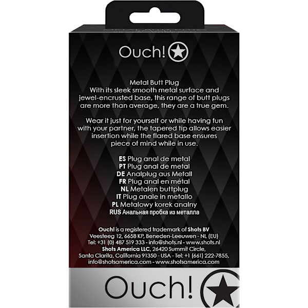 Ouch!: Heart Gem Metal Butt Plug, medium Guld, Röd