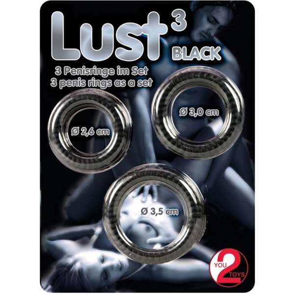 You2Toys: Lust 3 Cockrings, black, 3-pack Svart