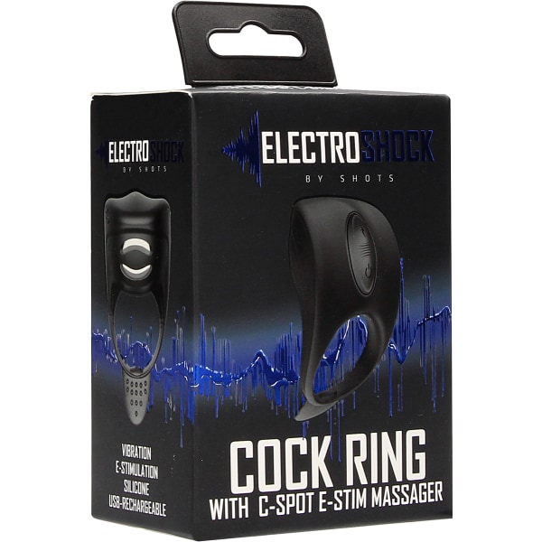 ElectroShock: Cock Ring with C-spot E-Stim Massager Svart