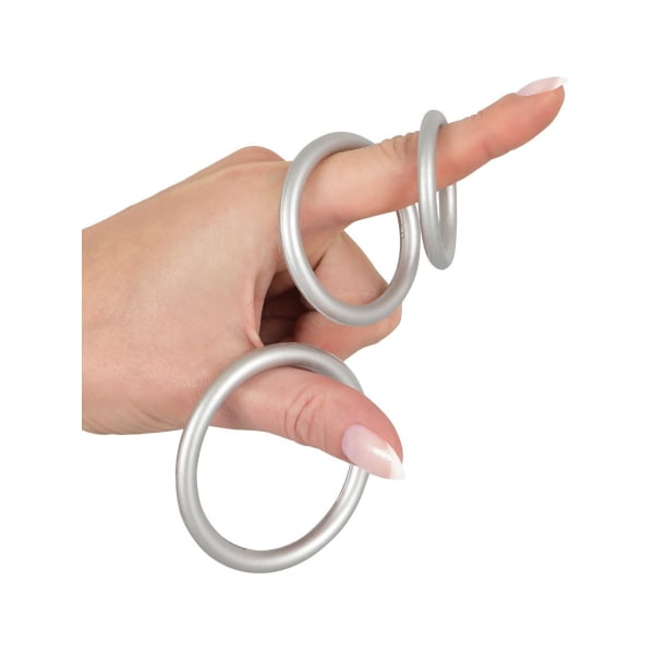 You2Toys: Metallic Silicone Cock Ring Set Silver