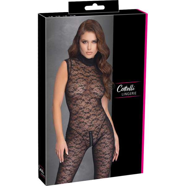 Cottelli Lingerie: Bodystocking in Lace with Zipper, M Svart M