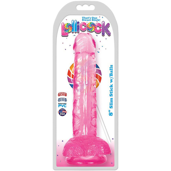 Lollicock: Slim Stick with Balls Rosa, Transparent 20 cm