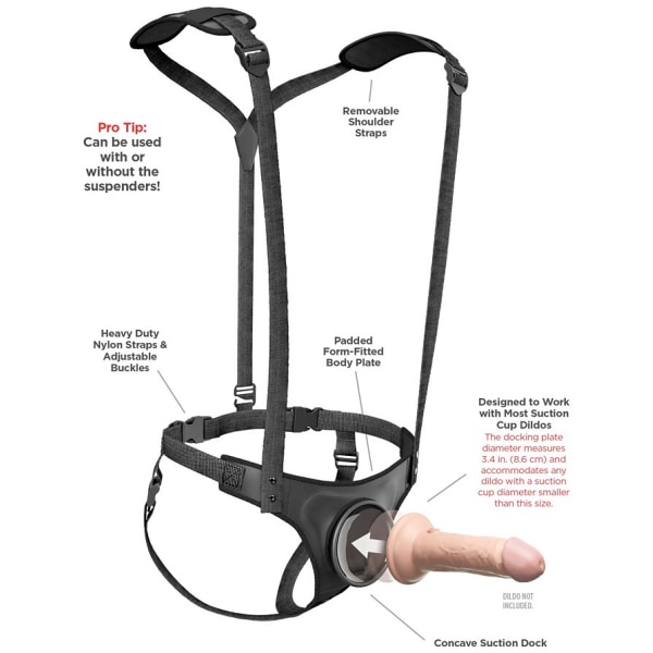 Pipedream: Body Dock Harness System, Strap-On Suspenders Svart