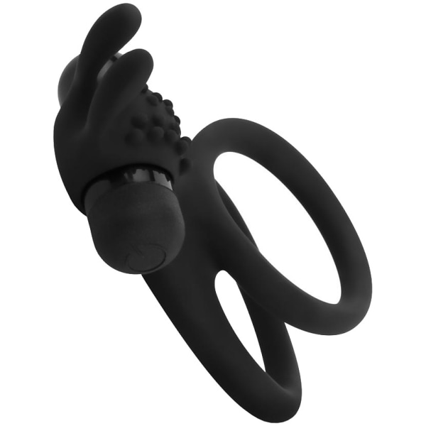 EasyToys: Share Ring, Double Vibrating Cock Ring with Rabbit ... Svart