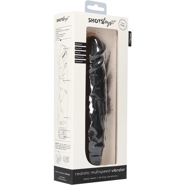 Shots Toys: Realistic Multispeed Vibrator, 23 cm, black Svart