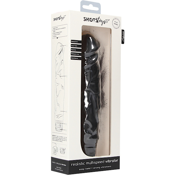 Shots Toys: Realistic Multispeed Vibrator, 23 cm, svart Svart