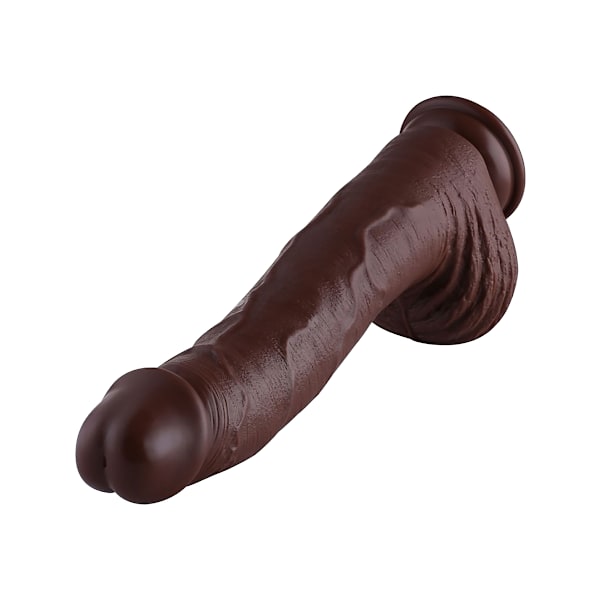 Hismith: KlicLok PVC Dildo, 32 cm, mörk Mörk hudfärg