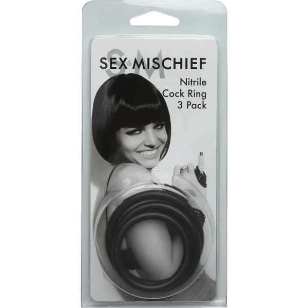 Sex & Mischief: Nitrile Cock Ring, 3-pack Svart