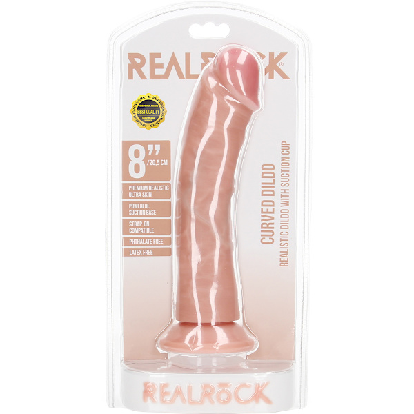 RealRock: Curved Realistic Dildo, 20.5 cm Ljus hudfärg