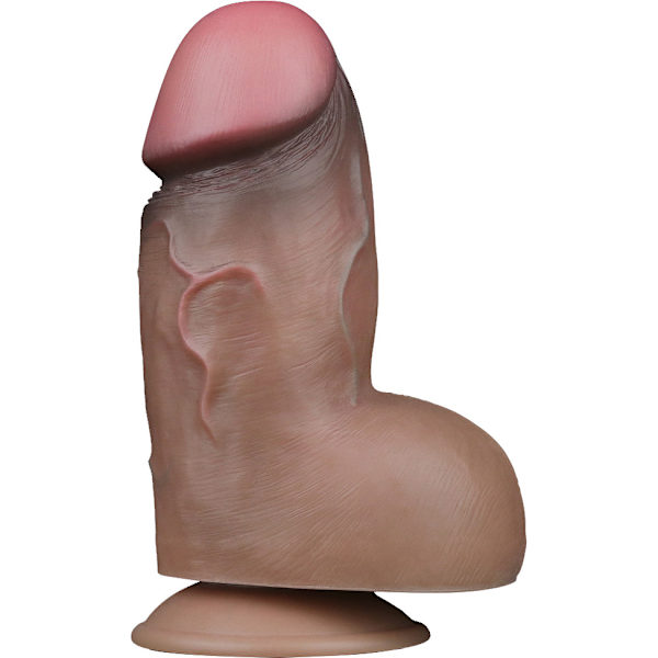 LoveToy: Dual-Layered Silicone Cock, 18 cm, mörk Mörk hudfärg