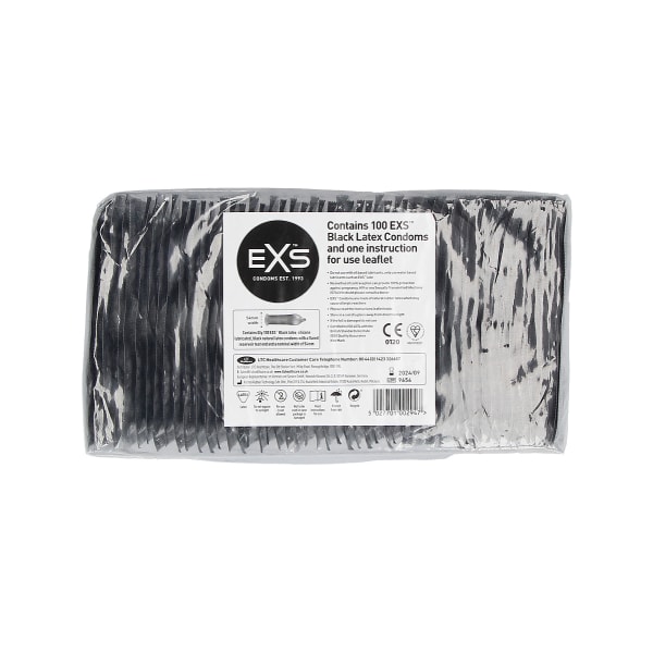 EXS Black Latex: Condoms, 100-pack Svart