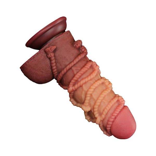LoveToy: Dual-layered Silicone Cock with Rope, 24.5 cm Ljus hudfärg, Mörk hudfärg
