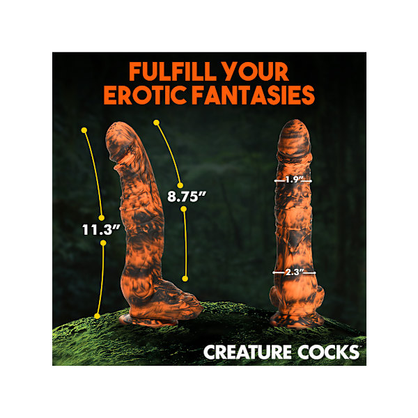 Creature Cocks: Sabretooth, Silicone Dildo Orange, Svart