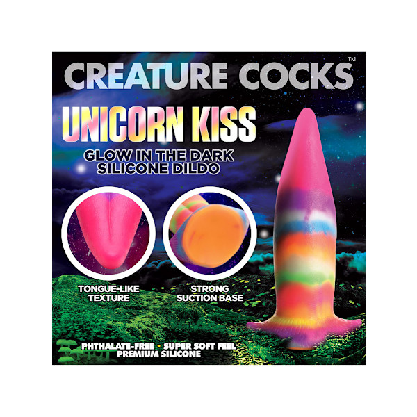 Creature Cocks: Unicorn Kiss, Glow in the Dark Silicone Dildo Självlysande