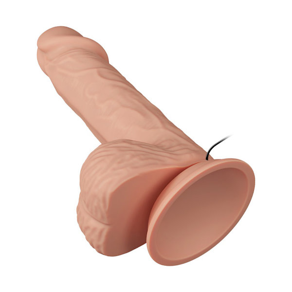 Beautiful Catoblepas: Slide-Skin Vibrating Dildo, 21 cm, ljus Ljus hudfärg