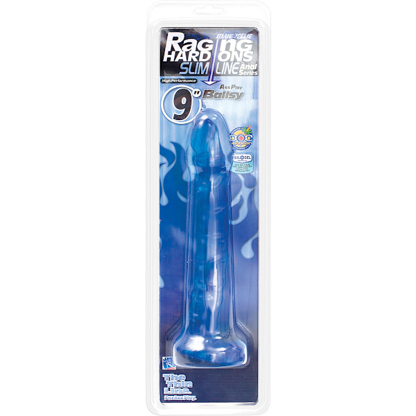 Raging Hard-Ons: Slimline Ballsy Anal Dildo, 24 cm Blå