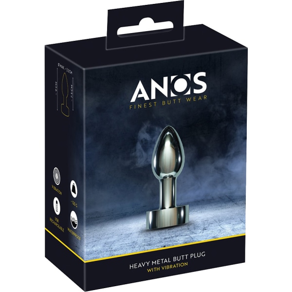 Anos: Heavy Metal Butt Plug with Vibration Silver