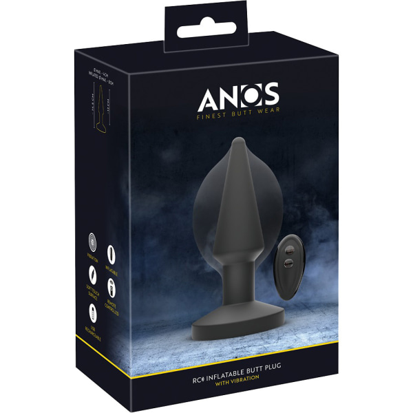 Anos: RC Inflatable Butt Plug with Vibration Svart
